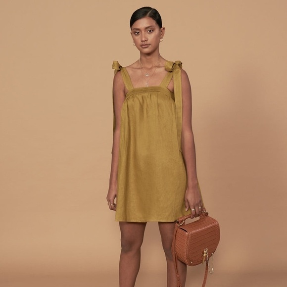 Sancia The Zala Dress New With Tags in Olive Size Small 100 % Linen - Picture 2 of 12